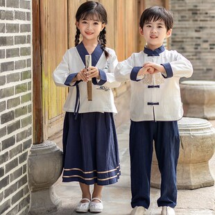 汉服男童秋装中国风唐装女童复古超仙古装小孩国学服改良民族服装