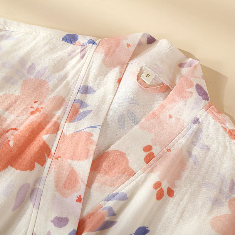 日系和服睡袍女春秋夏季纱布薄款宽松汗蒸浴袍家居服睡衣浴衣