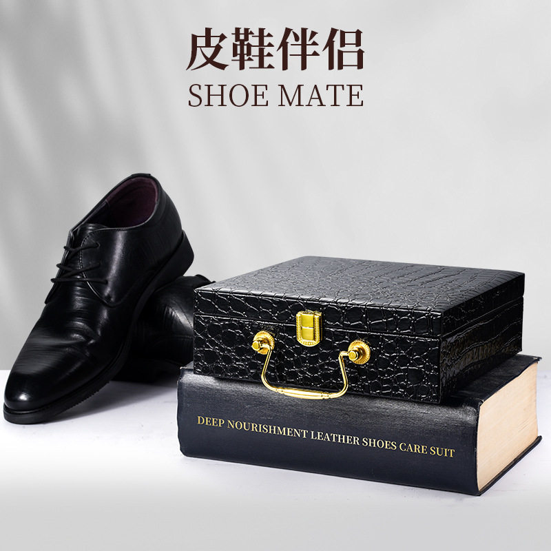 鞋油鞋刷套装擦皮鞋护理工具清洁除尘保养上油抛光绵羊油马鬃毛刷