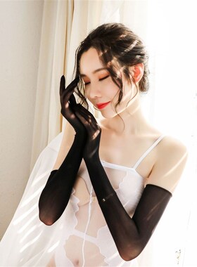 丝袜手套丝滑白色礼仪超薄性感五指无缝透明防勾丝手套:手感舒服