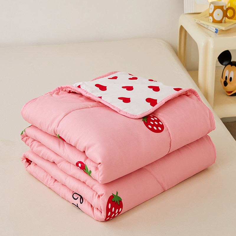 空调被夏季被子夏凉被四件套被芯爱心草莓学生宿舍三件套毯子夏被,床上用品,化纤被,淘宝优惠券,粉丝福利购,淘宝优惠卷