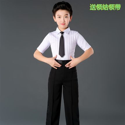 男童拉丁练功服少儿短袖拉丁舞服装儿童形体M考级比赛规定服夏季