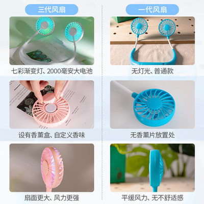 。第四代懒人风扇挂脖子挂颈w式手持套带挂在脖子上的风扇风力大