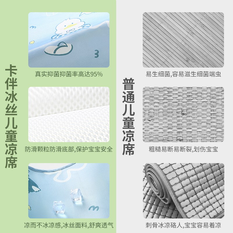 婴儿凉席夏季宝宝儿童午睡床幼儿园冰丝凉席可水洗席子a类