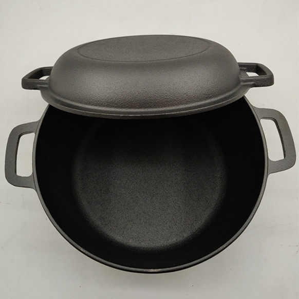 加厚铸铁烤欧包锅炖锅汤锅两用锅无D涂层不粘生铁锅洛极同款烤箱