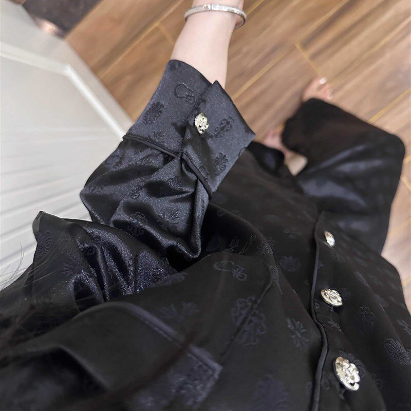 高级感月光绸缎面气质冰丝睡衣女春秋款光泽感开衫长裤家居服套装