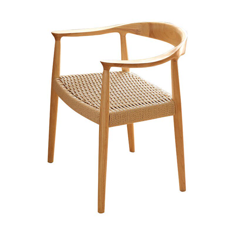 中复古实木藤编肯尼迪总统餐椅家用客厅茶室黑胡桃木色书房圈椅子