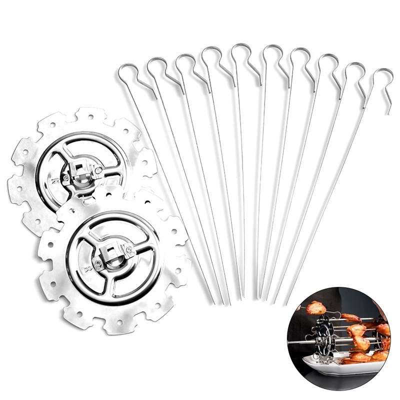 10 fork BBQ Steel Metal Roaster Rotisserie Skewers Needle C