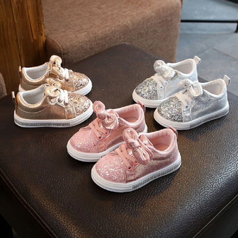 速发1-3 Years Toddler Baby Girls Bow Sequin Crib Shoe nd Cas