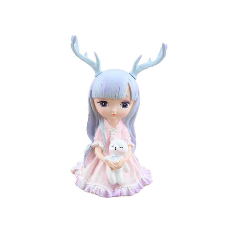 速发Europe Artificial Girls Deer Fairy Garden Miniatures Lov