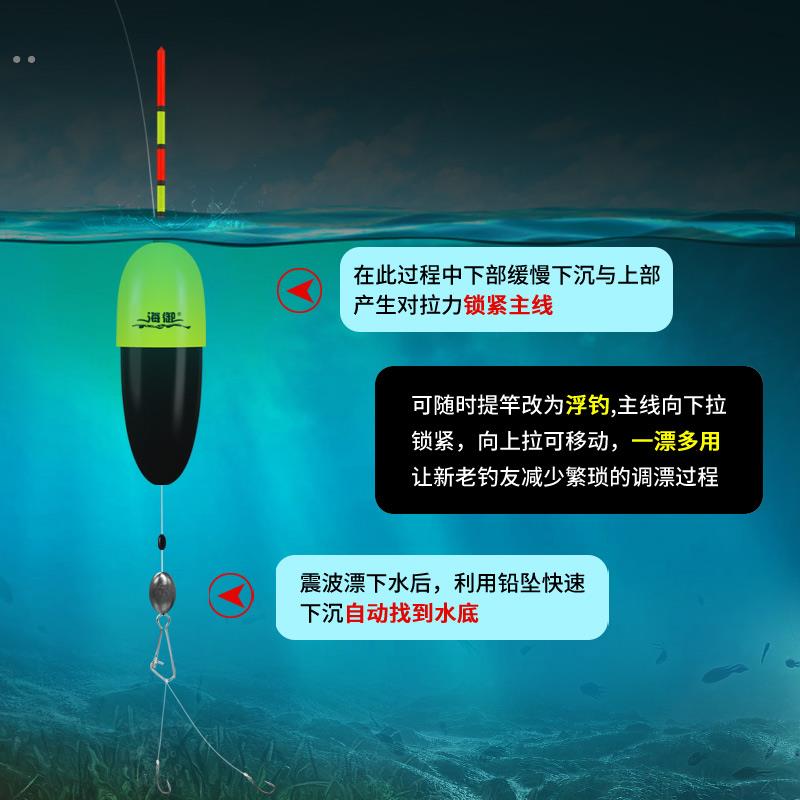 速发震波漂电子夜光漂自动找底免调漂新手钓鱼神器高灵敏长尾定位