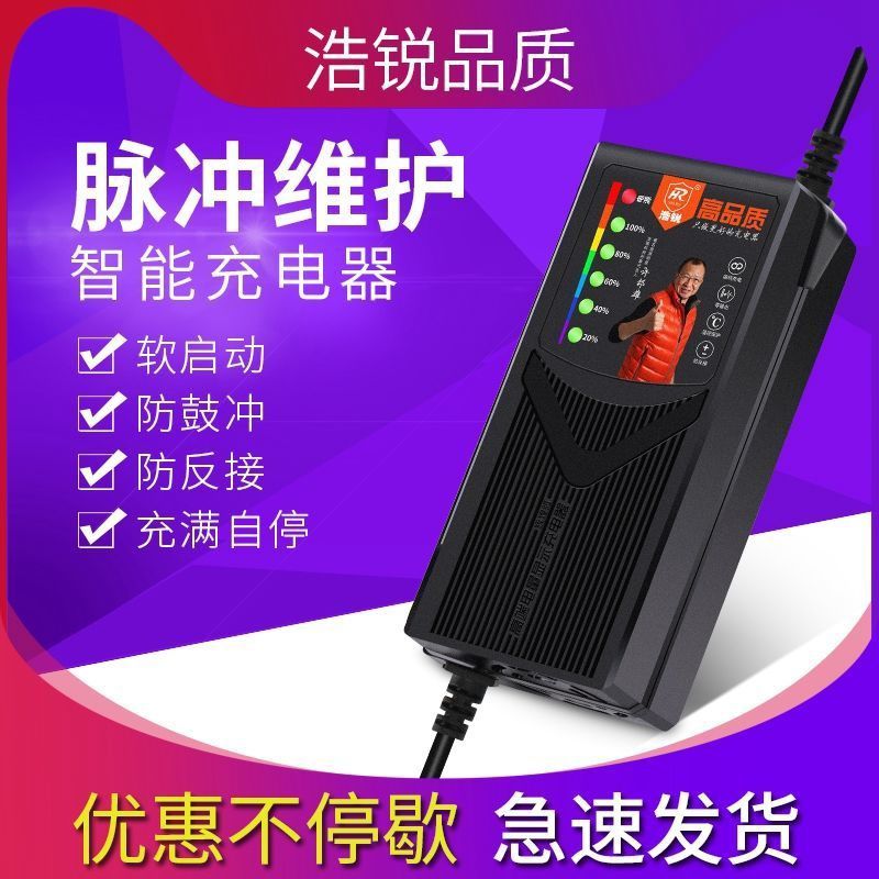 浩瑞智能型六灯自动断电高端电动车电瓶车节能充电器48v60v72v
