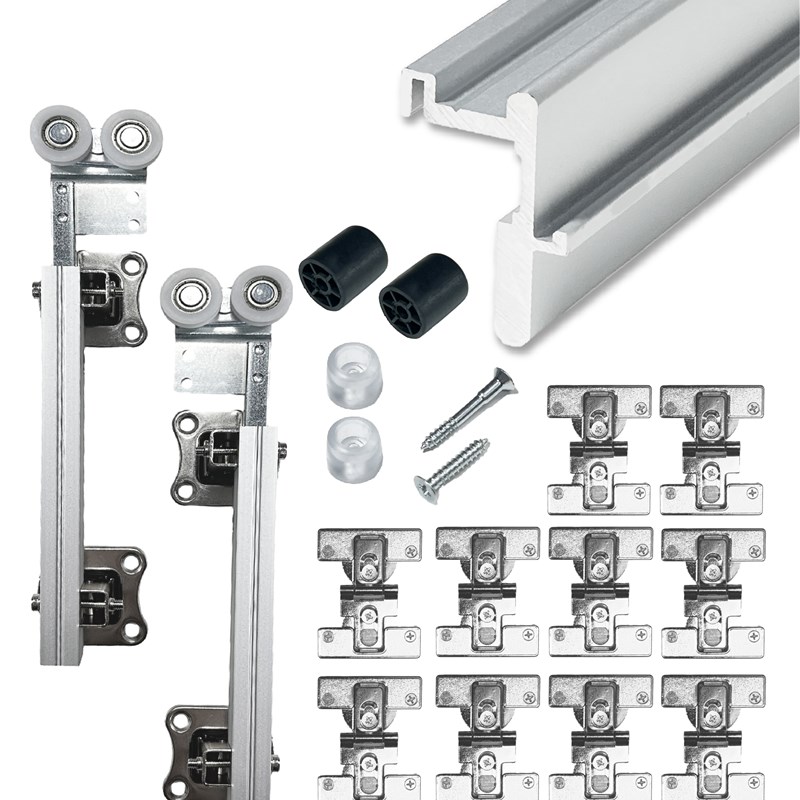 无下轨衣柜折叠门五金配件两折四门衣帽间推拉移T门吊滑吊轮滑轨