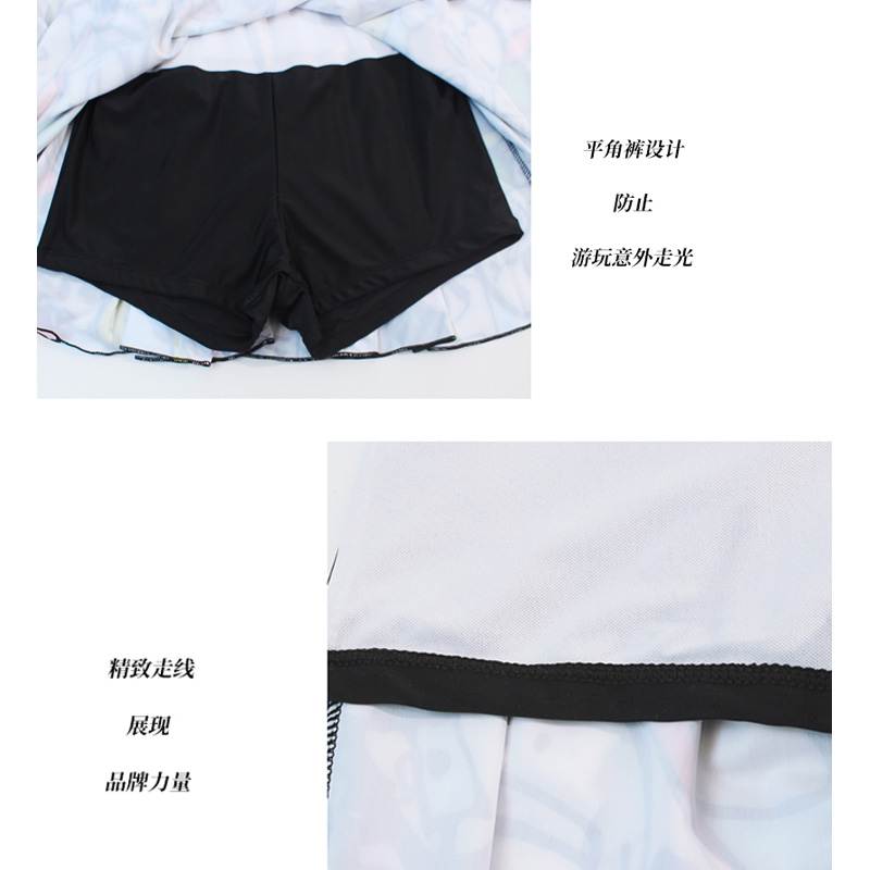 涂鸦可爱裙式连体大码学生泳衣韩国 女胖mIm200斤遮肚显瘦温泉泳