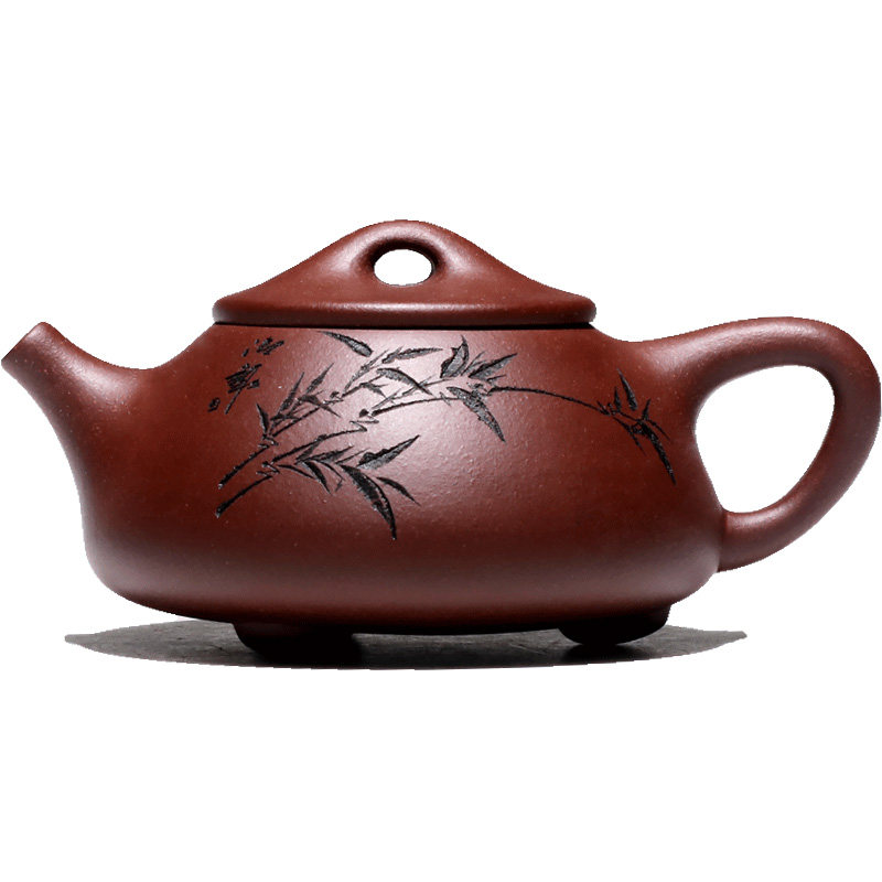 【畅陶】 宜兴纯手工紫砂壶茶壶家用茶具李晓璐竹叶石瓢套装230cc