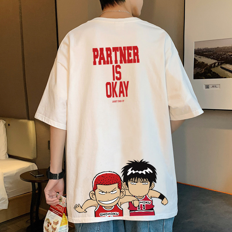 潮牌夏季短袖t恤男日系动漫男生休闲体恤衫港风潮流大码宽松半袖