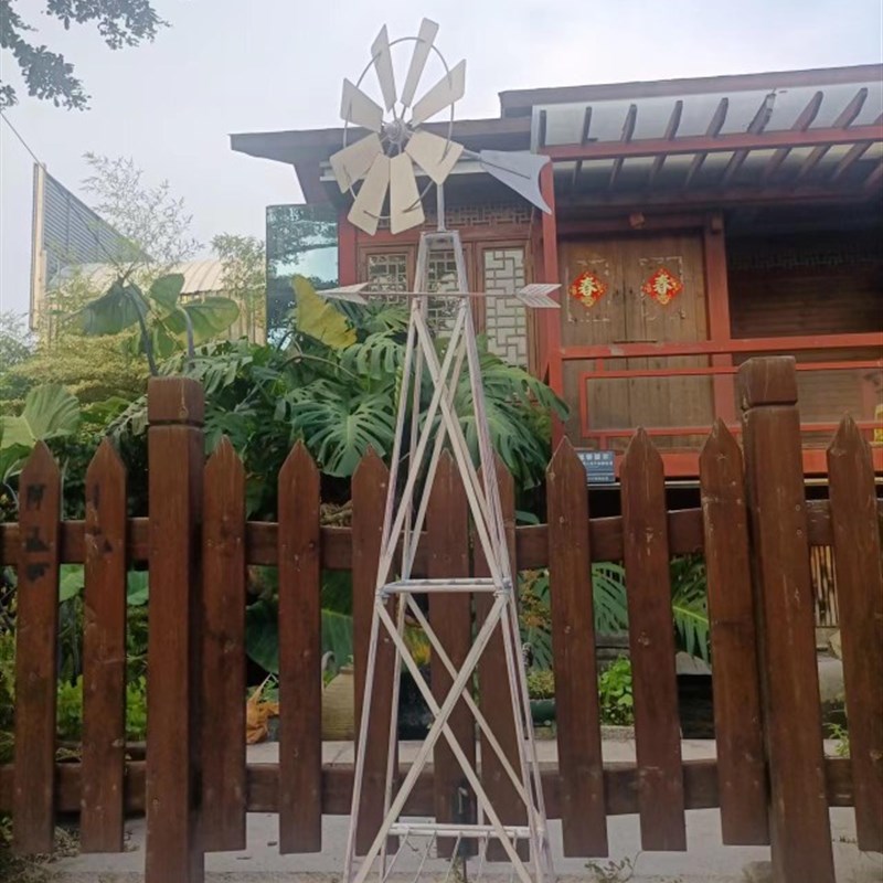 花园落地式铁艺风车花架庭院装饰置物层架月N季蔷薇铁线莲攀爬藤