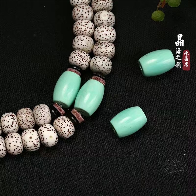 湖北十堰天然原矿绿松石桶珠高瓷高蓝散珠腰珠顶珠隔珠DIY配饰女