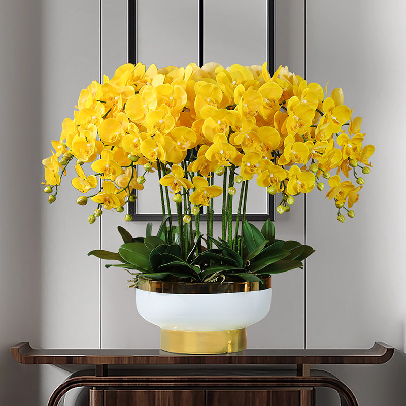 花与梦大盆蝴蝶兰仿真花公司酒店前台摆设客厅q电视柜摆件假花兰