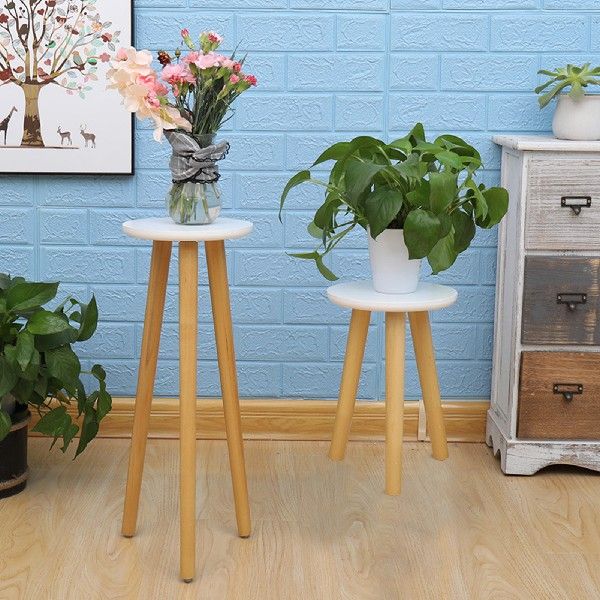 dernSWoodenj Round LPg Flower  tand Plant Stand elan 基础建材 免钉胶 原图主图