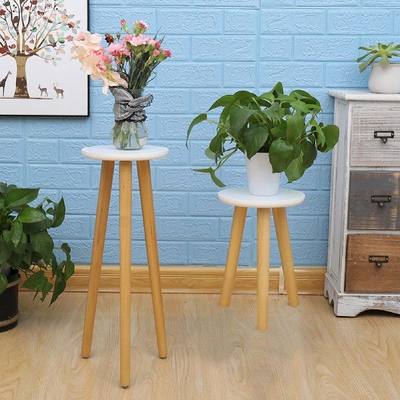 dernSWoodenj Round LPg Flower  tand Plant Stand elan