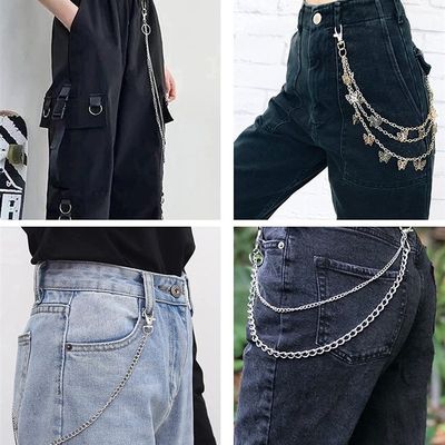 极速Punk Layered Chain Keychains for Men Women Waist Belt Ch