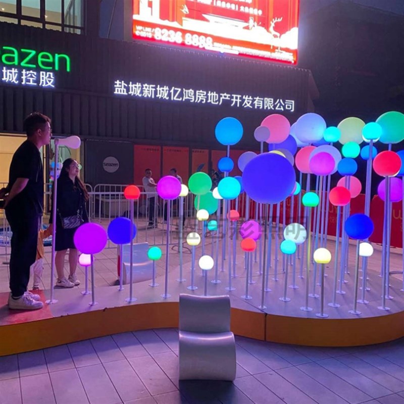 led呼吸之光泡泡灯美陈装饰户外互动地插式吹气灯商场售楼部节日