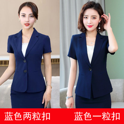 高端经理职业装夏装西装套装女夏季薄款短袖酒店工作服前台工作装