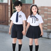 儿童毕业男女演出班服灰色幼儿园 新款 学院风校a服套装 小学生夏季