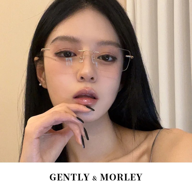 超轻纯钛无框近视眼镜可配度数无边框防蓝光眼睛级感男生配镜女