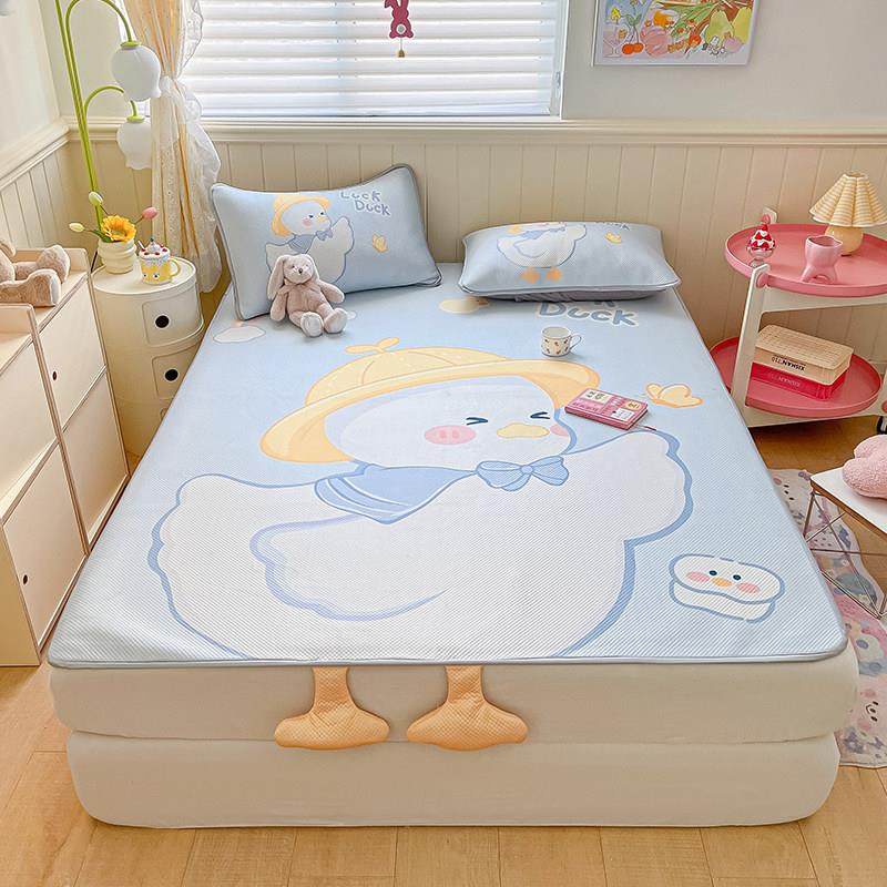 儿童凉席冰丝席床笠款三件套夏季学生宿舍单人可机洗水洗凉软席子,床上用品,冰丝席,淘宝优惠券,粉丝福利购,淘宝优惠卷