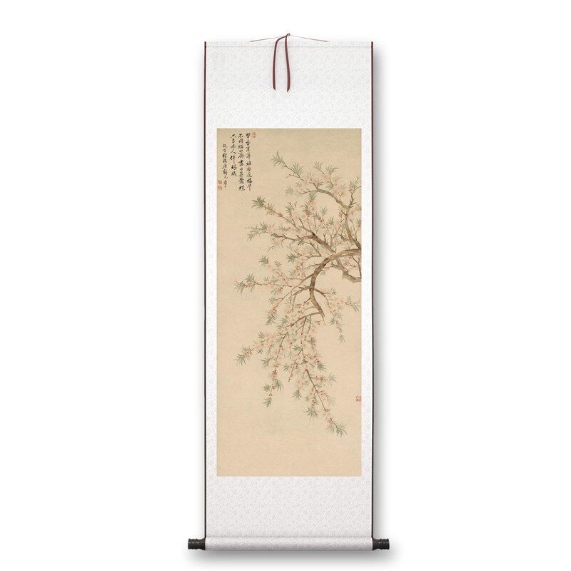 清代 恽寿平《桃花》客厅书房茶室装饰画挂画玄关水墨高清卷轴字,家居饰品,国画,淘宝优惠券,粉丝福利购,淘宝优惠卷