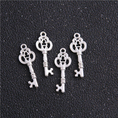 现货24pcs/lot 10*28mm 3 Colory Vintage Metal Alloy Keys Jewe