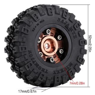 极速4Pcs 52*17mm Rubber Tires&Metal Beadlock Rims for 1/24 M