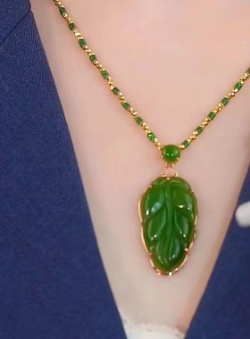 网红爆款气质时尚金枝玉叶美人腰项链女个N性百搭叶子吊坠锁骨链