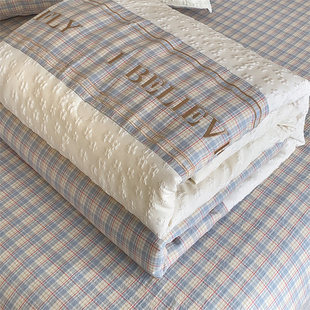 夏季 纯棉被子全棉夏凉被四件套空调被可机洗单人双人被芯夏被 法式