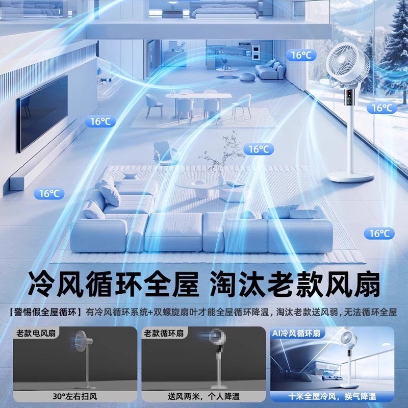 电风扇台式家用静音落地扇立式空气循环扇摇头制冷风机空调扇2025