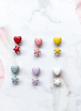 迷你彩色五角星爱心爪钉 bujd娃娃衣辅料 diy扣子玩具娃娃铆钉