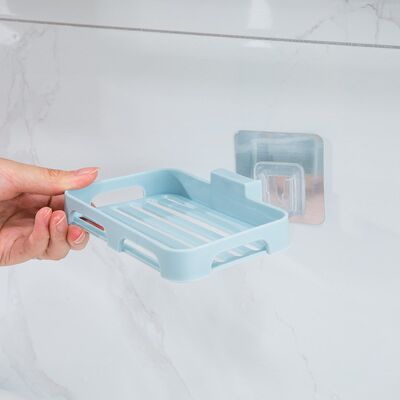 Plastic Drain Soap Box Holder Tray wall mount shower kitchen