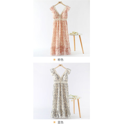 带胸垫睡裙女夏纯棉纱布吊带背心裙睡衣全棉麻文胸法式家居洋装