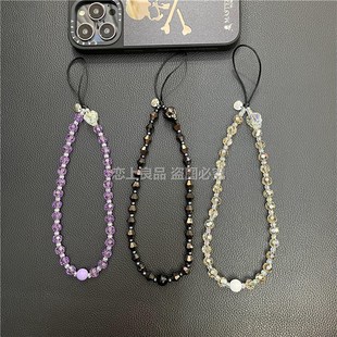 ins网红适用银牌手工串珠骷髅头手机挂链条手腕短手绳潮个性挂绳