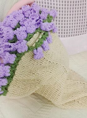 铃兰花朵毛毯花束毯子手工毯编织diy材料包钩织玫瑰毛线礼物钩花