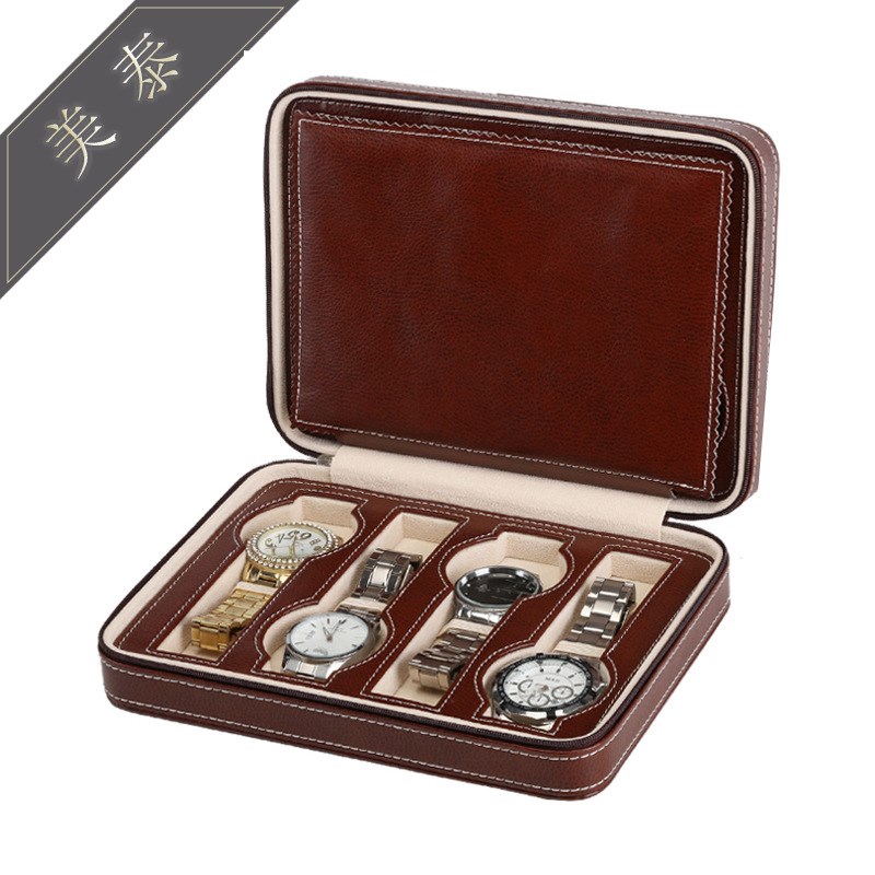 拉链手表盒包亚马逊爆款8位黑色便F携式手表收纳皮包轻便易携耐用
