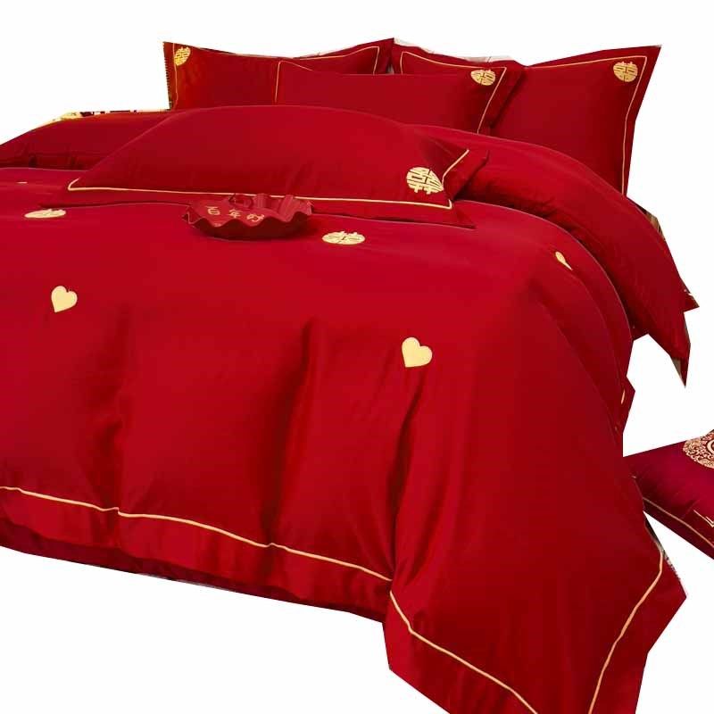 婚庆床上四件套大红色结婚房喜被亲肤床单被套婚嫁非全棉纯棉床品,床上用品,婚庆床品套件,淘宝优惠券,粉丝福利购,淘宝优惠卷