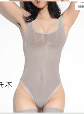 油薄款8cd油丝滑光亮筒高叉连体衣长袜套装透明丝丝滑袜百搭