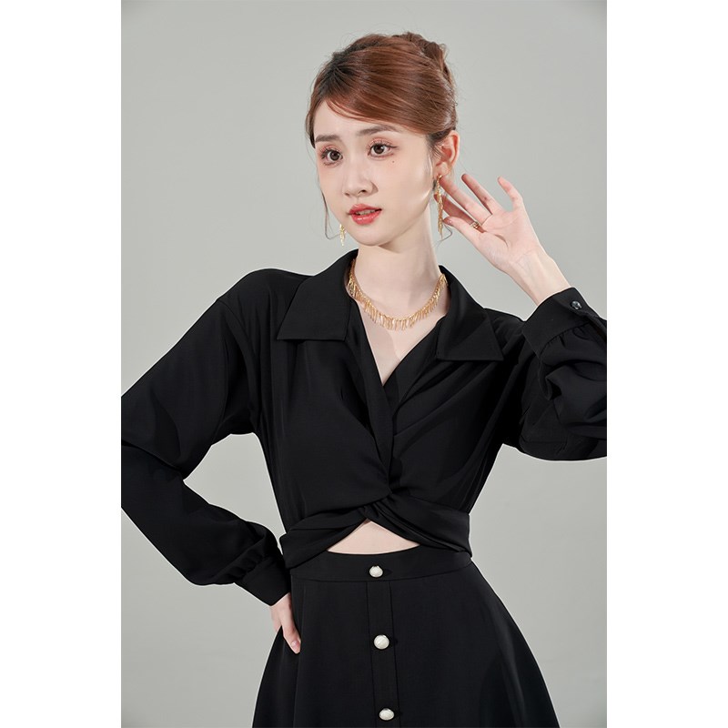 韩语琳法式连衣裙女春季2025新款气质收腰显瘦高级感短款长袖裙子