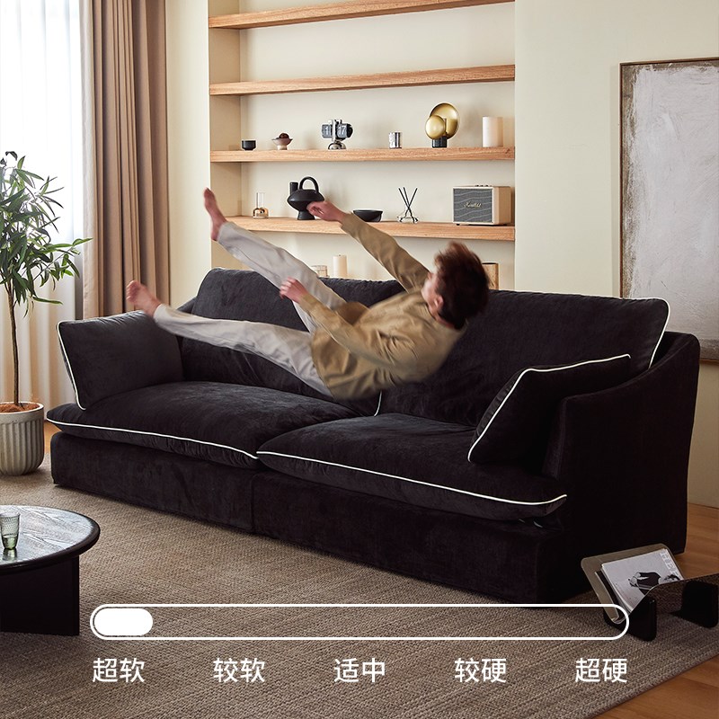 格度山竹小户型客厅布艺沙发床现E代简约羽绒大坐深可拆洗仅布套