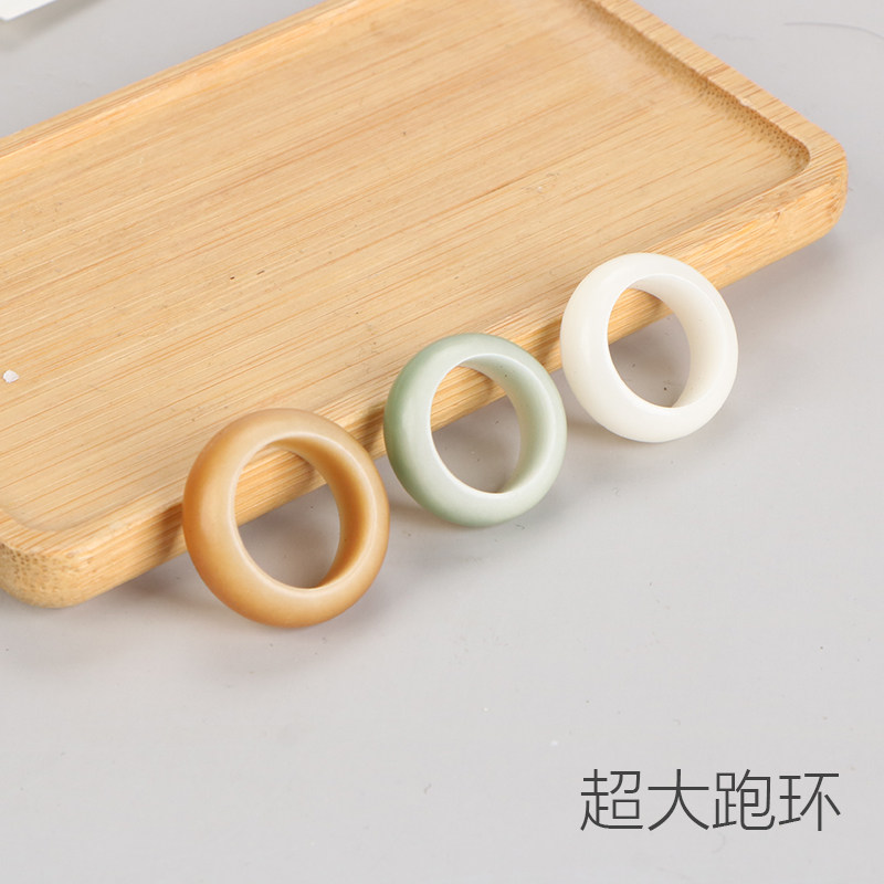 新品白玉菩提f根跑环白色绿色黄色戒圈戒指尾戒手錬手持配饰配件d