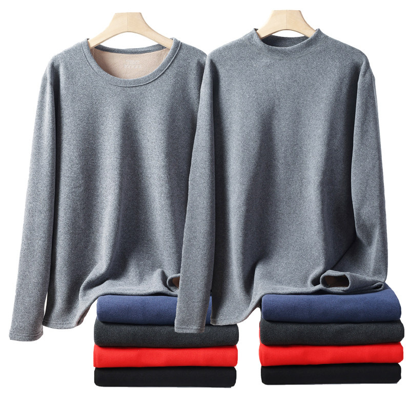 中高领保暖内衣男士加绒加厚套装大码德绒秋衣秋裤打底棉毛衫冬季