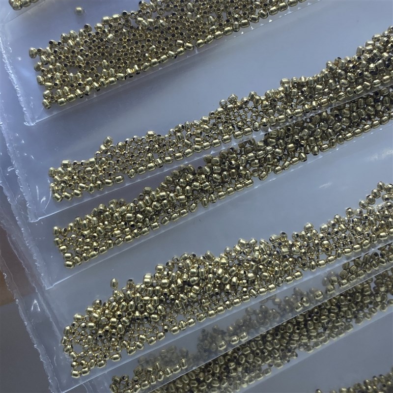 18K金芝麻金珠0.9mm超小迷你珠18K金小珠编制蜡线手链戒指